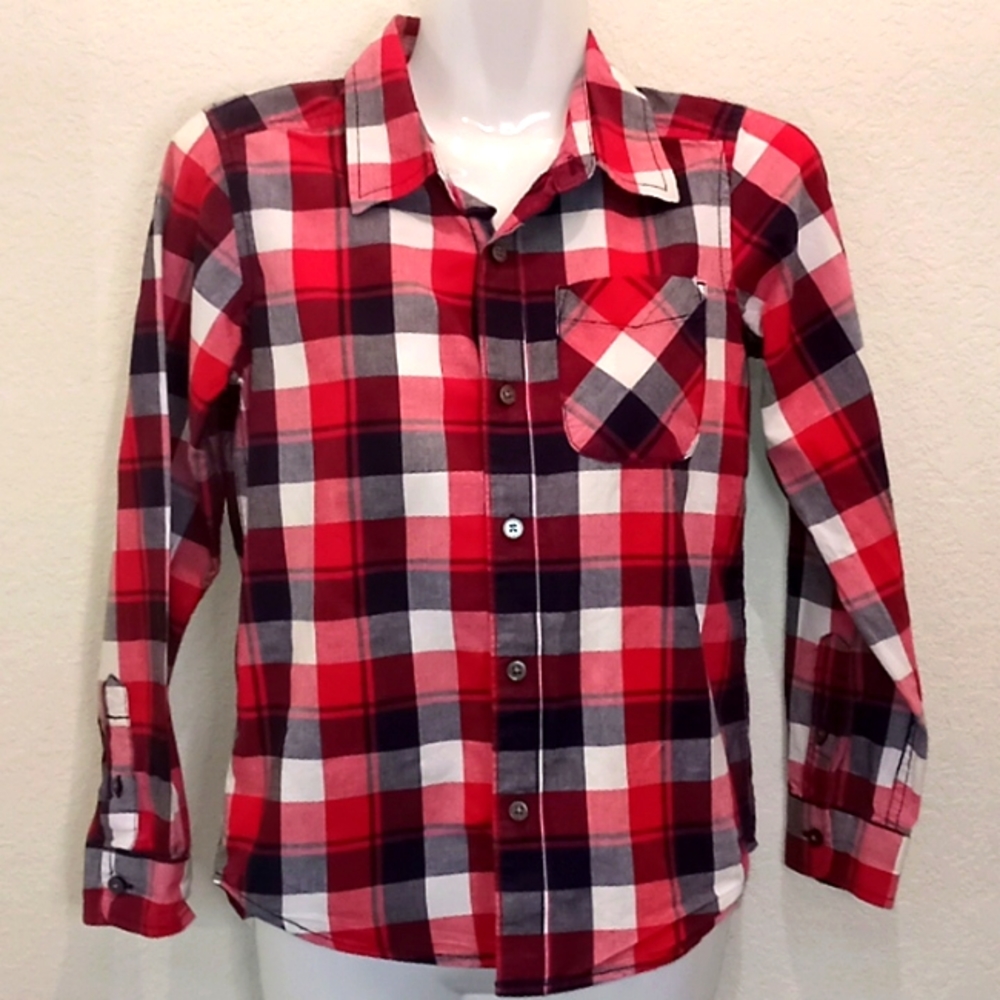 TCP Red Plaid Button Down  Shirt-10/12